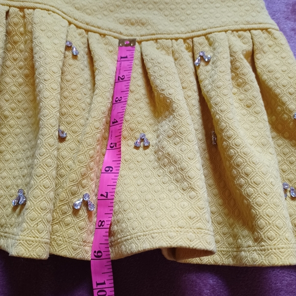 Yellow Mini Bee dress jewel accent thick lined gorgeous feminin ruffles Bey mini - Picture 9 of 13